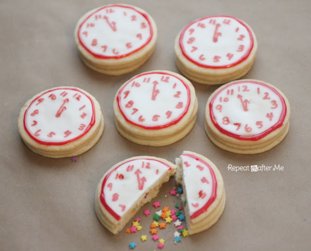 640px x 517px - New Years Confetti Clock Cookies - Repeat Crafter Me