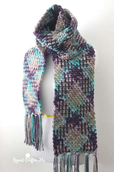 Crochet Planned Color Pooling Scarf - Repeat Crafter Me