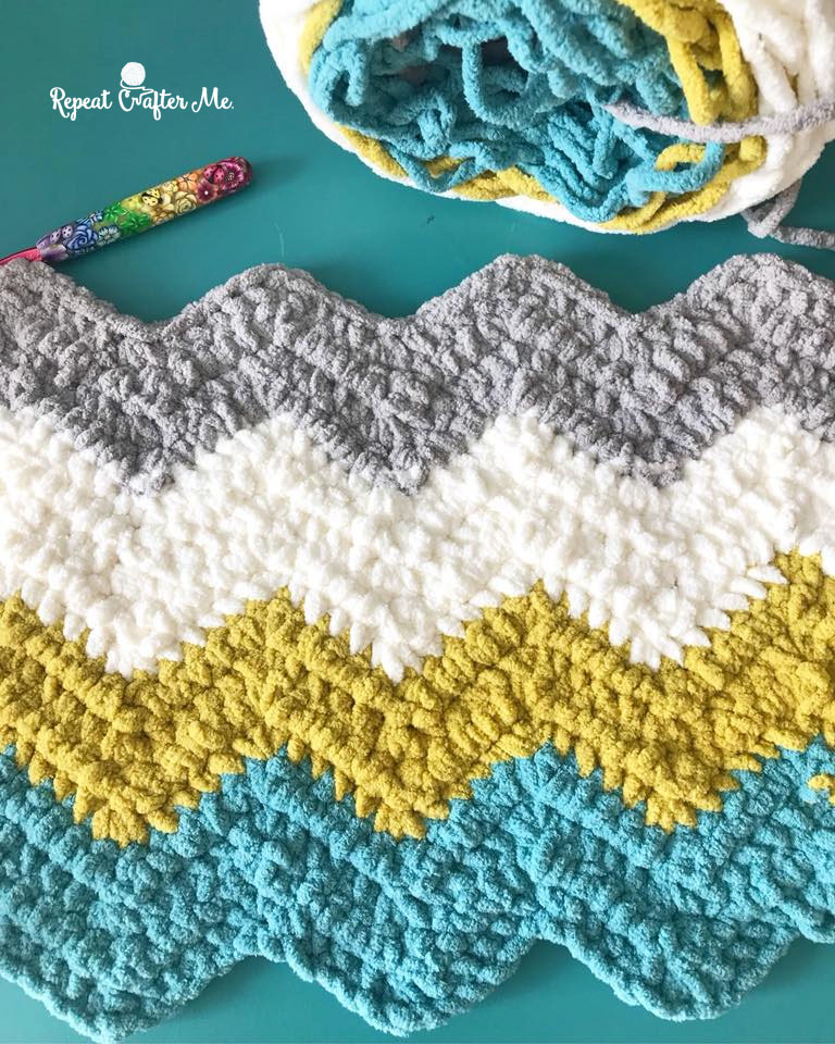Bernat Blanket Stripes Crochet Chevron Blanket Repeat Crafter Me