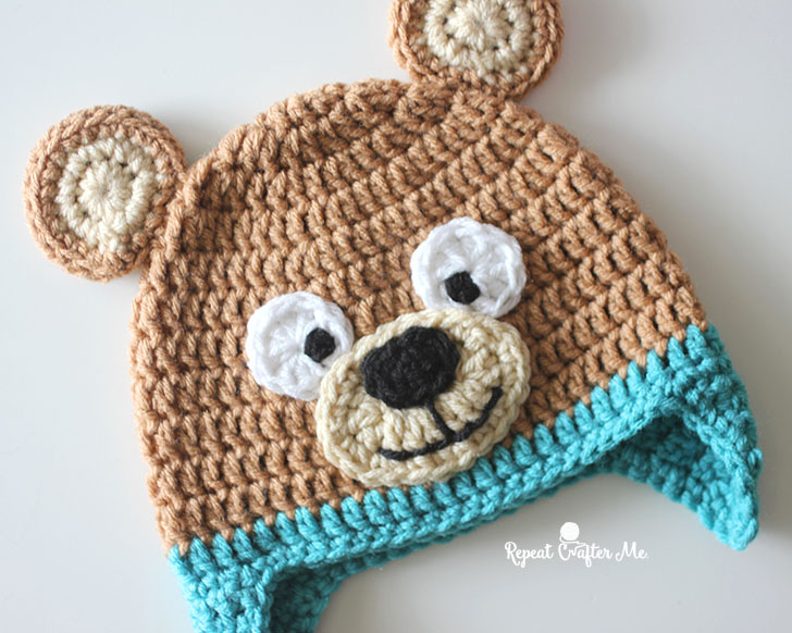 Crochet Bernat Bear Hat - Repeat Crafter Me