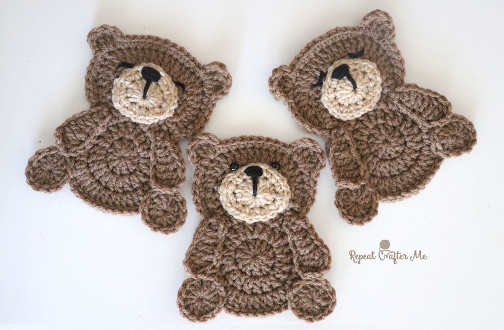 Crochet Teddy Bear Applique - Repeat Crafter Me