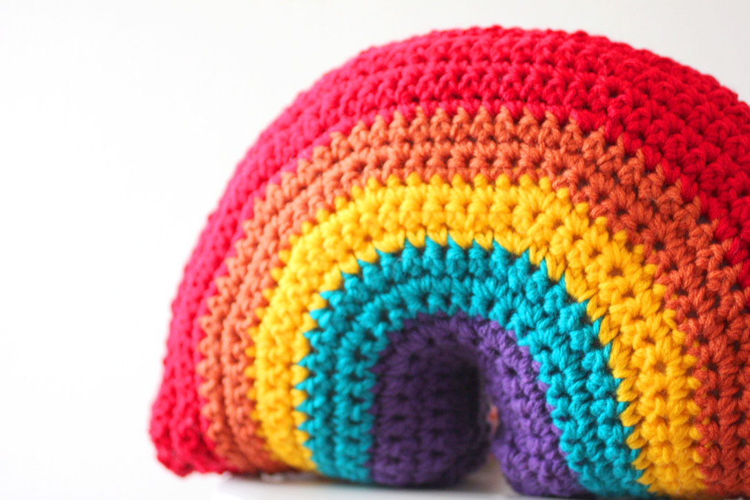 Bernat Crochet Rainbow Pillow Repeat Crafter Me