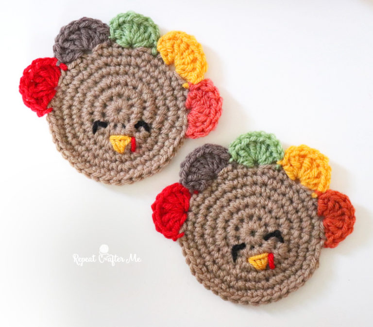 Crochet Turkey Coaster Repeat Crafter Me