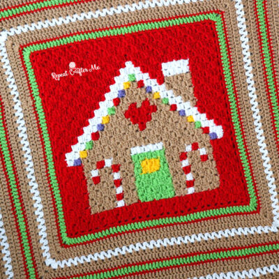 Crochet Gingerbread House Blanket