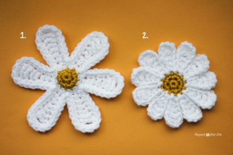 crochet daisy applique, crochet daisy flower, crochet daisies
