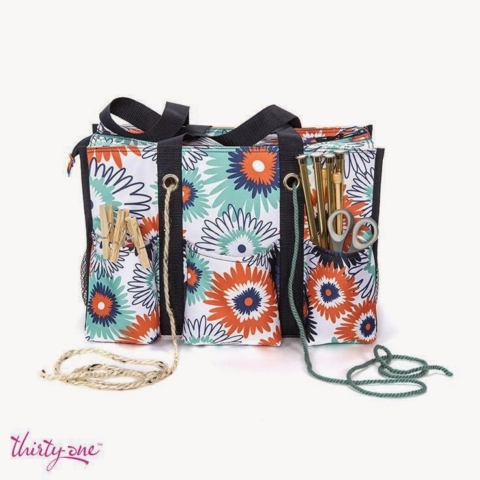 Thirty-one Zip-top Organizing Utility Tote in Citrus Medallion 