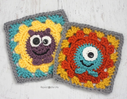 Crochet Monster Granny Squares - Repeat Crafter Me