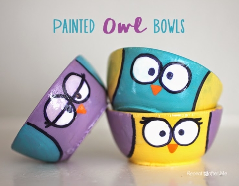 Painted Wooden Owl Bowls Repeat Crafter Me