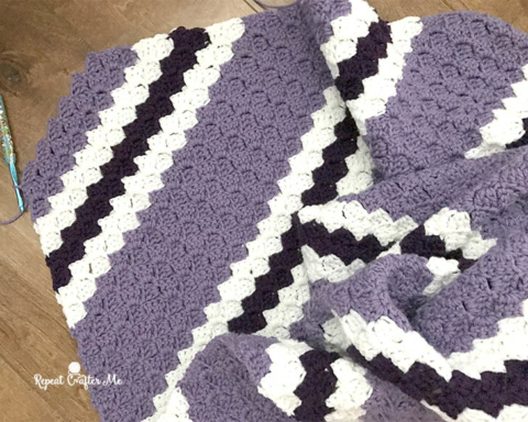 Crochet Purple Stripe C2C Blanket Repeat Crafter Me