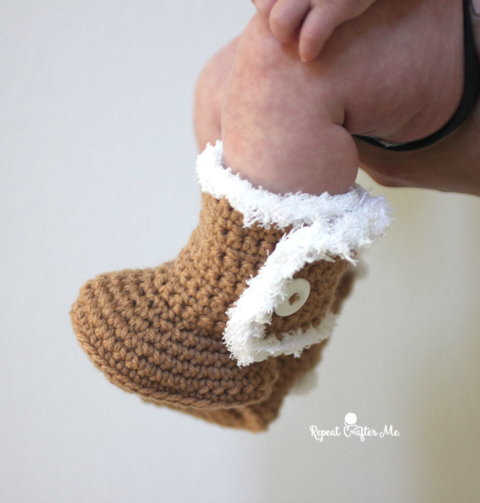 ugg inspired crochet baby booties