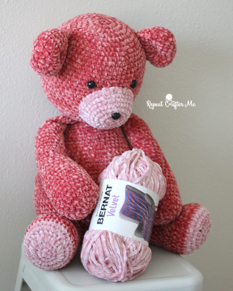 Big Bernat Velvet Crochet Bear - Repeat Crafter Me