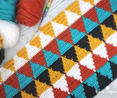 Crochet Monster Blanket with Bernat Pipsqueak Stripes - Repeat Crafter Me