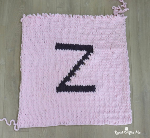 Loop Yarn Letter Blanket - Repeat Crafter Me