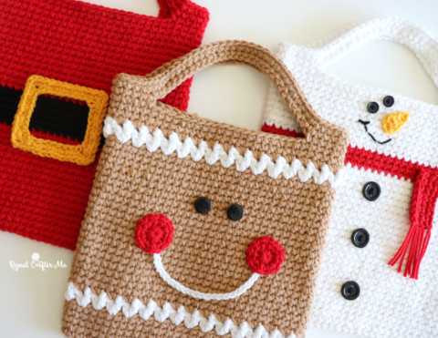 Download Crochet Christmas Tote Bags Santa And Snowman Repeat Crafter Me