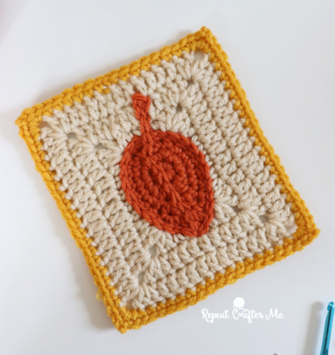 Crochet Leaf Granny Square - Repeat Crafter Me