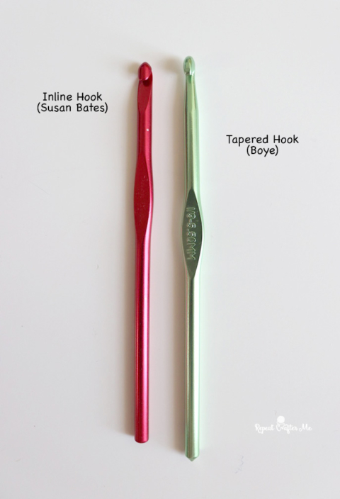 The Different Types of Crochet Hook Ends - inline vs tapered