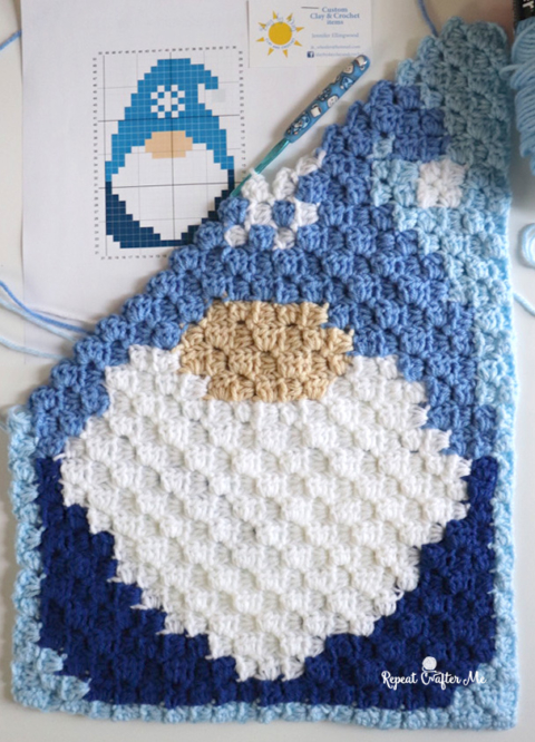 January Winter Gnome Crochet Hook and C2C - Repeat Crafter Me