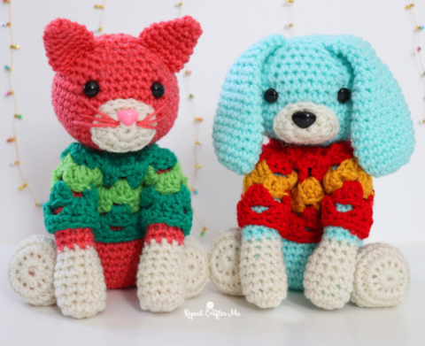 Red Heart Dog's Crochet Granny Square Sweater