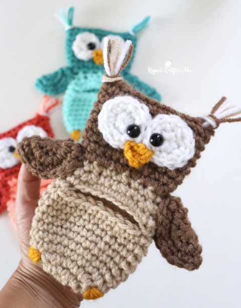 Crochet Owl Ring Baby Toy - Repeat Crafter Me