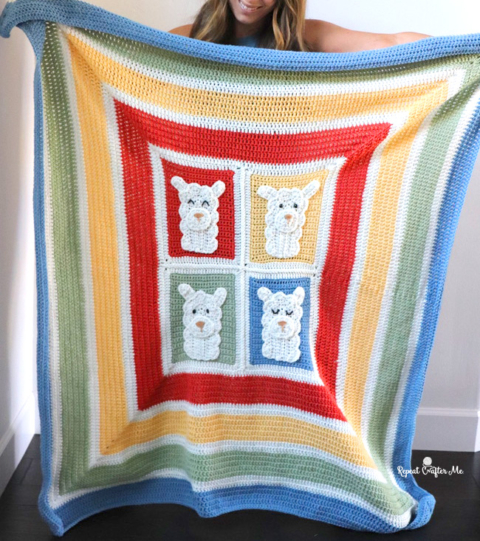 Crochet Red Heart Llama Love Blanket - Repeat Crafter Me