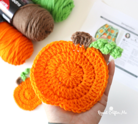 Pumpkin Crochet Coasters Repeat Crafter Me