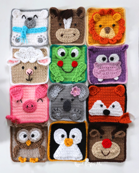 Deer and Reindeer Crochet Square - Repeat Crafter Me