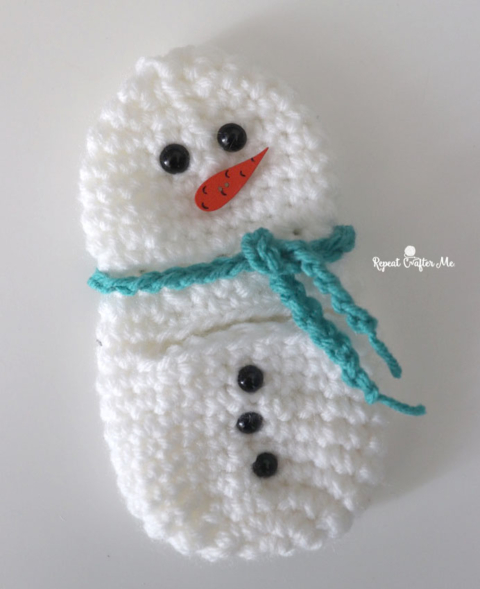 Crochet Snowman Pocket Pouches - Repeat Crafter Me