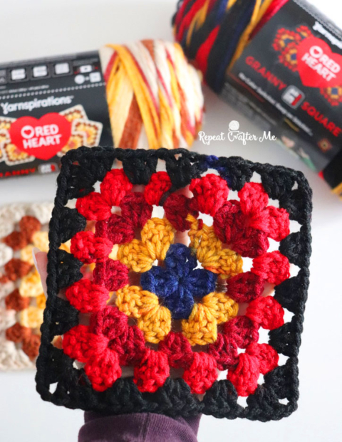Crochet granny All in one square red heart yarn !! perfect hook